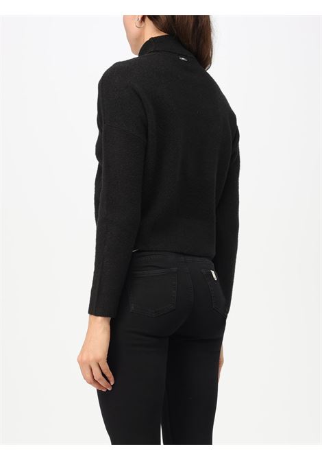 Maglia  dolcevita in maglia stretch con strass applicati LIU JO | Maglie | MF3093MA05O22222